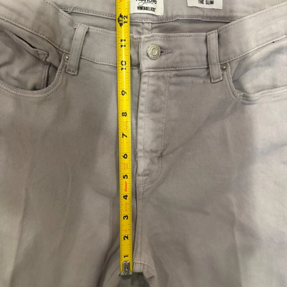 Kensie Vintage Luxe The Slim Jeans Purple Grey Raw Hem Straight Leg Womens 12/31